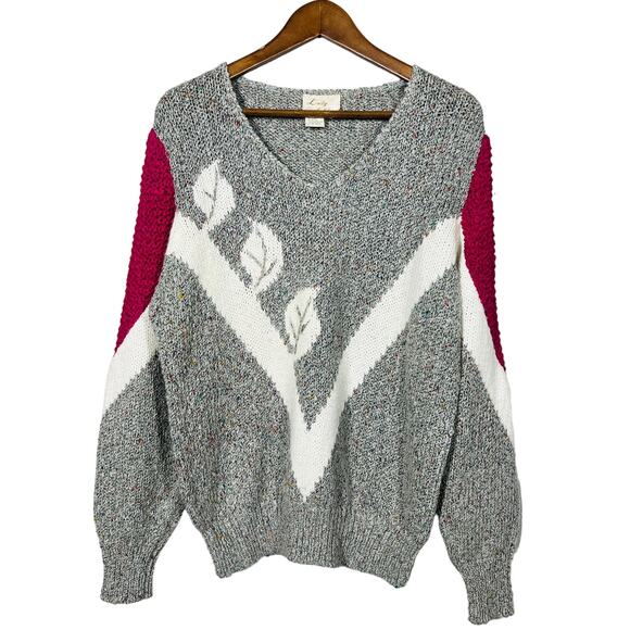 Lady Lilly Sweaters - Vintage 80s Lady Lilly Wool Blend Sweater V Neck Long Sleeve - 42